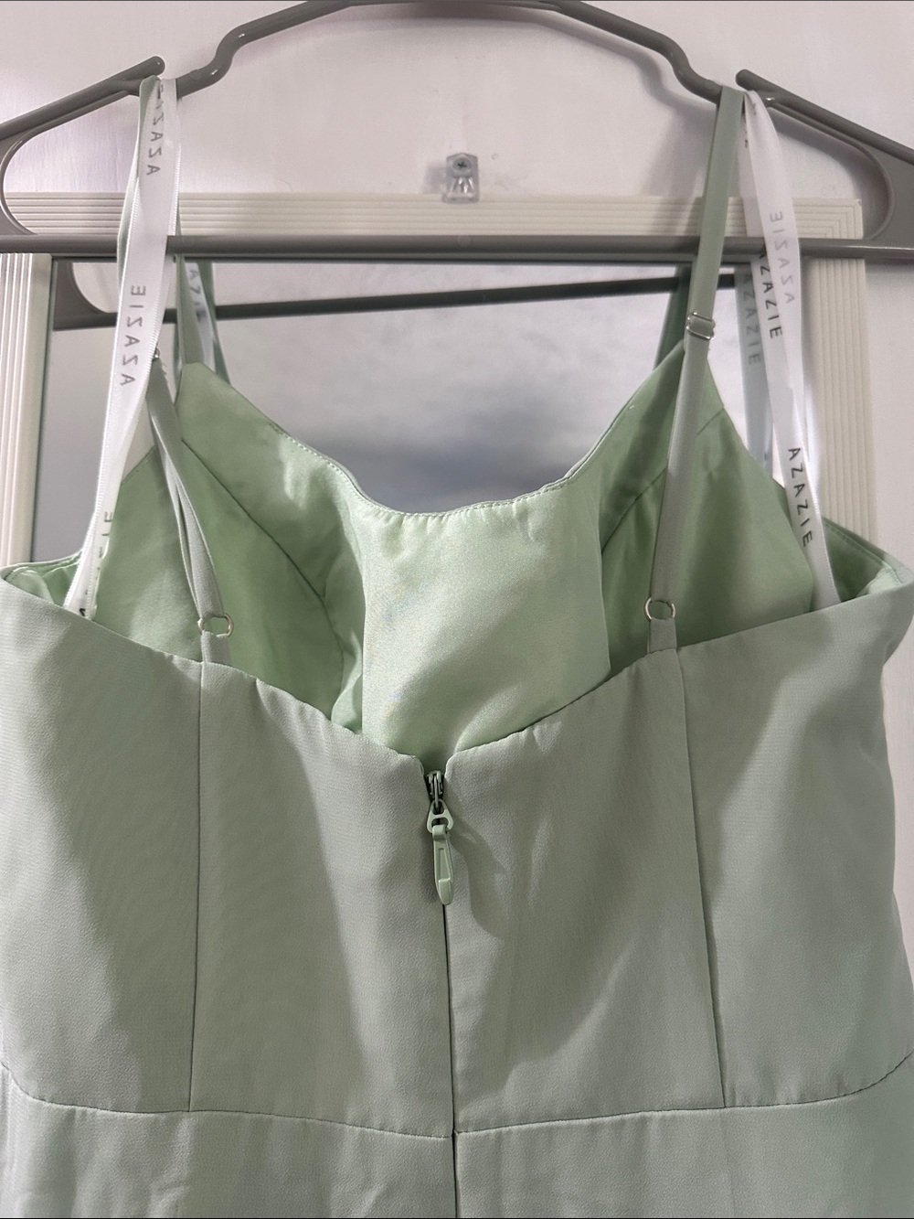 Azazie sage green square neck bridesmaid dress with slit - Picture 5 of 5